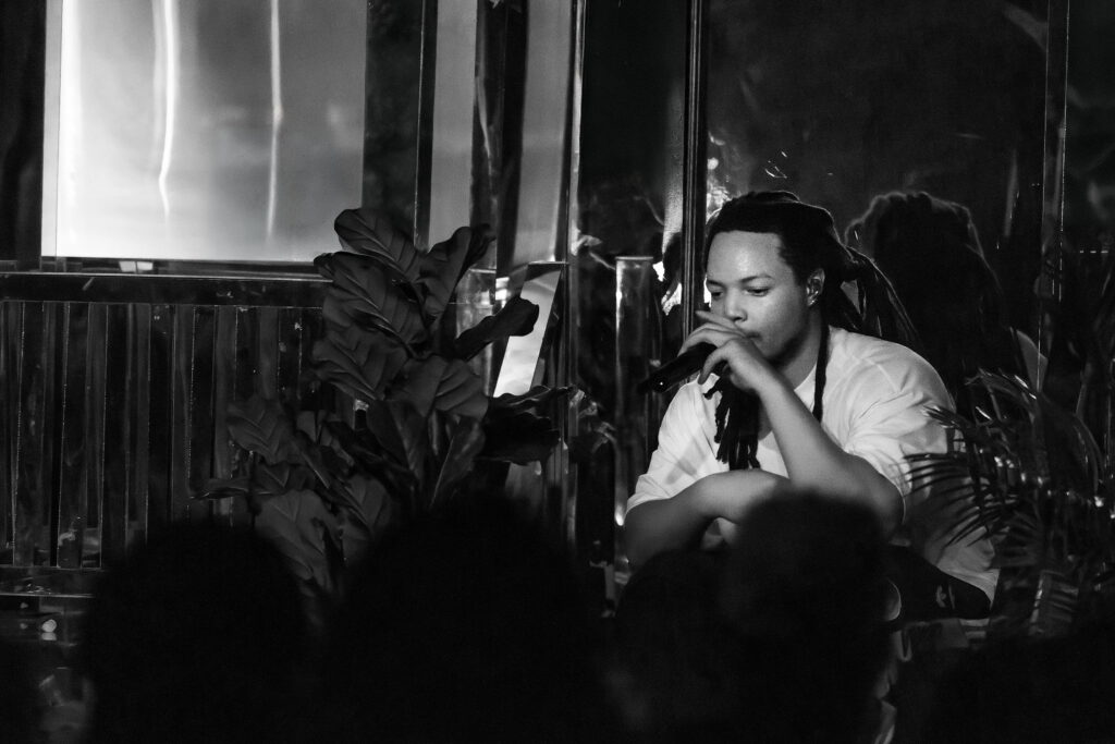 Domani-The-Echo-Los-Angeles-June-23-2026-by-Zharmaine-Boatman-IG-zharmaaaine-35 – The 824 Journal Black and white photo of Domani performing for a packed crowd at The Echo in Los Angeles.