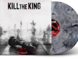 Vinyl album cover 'KILL THE KING' showing a fallen black chess king on a board with a red blood stain; grayscale background.