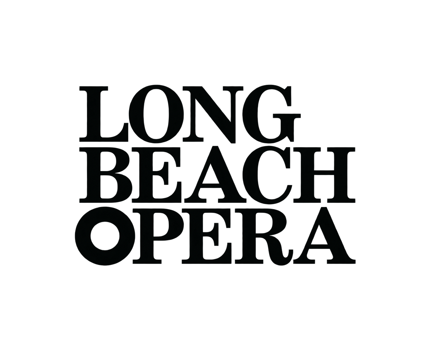 Long Beach Opera logo with the words LONG BEACH OPERA in dark typography on a black background