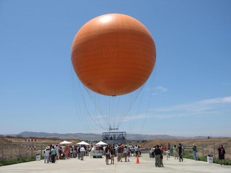 The orange tethered balloon at Orange County Great Park in Irvine