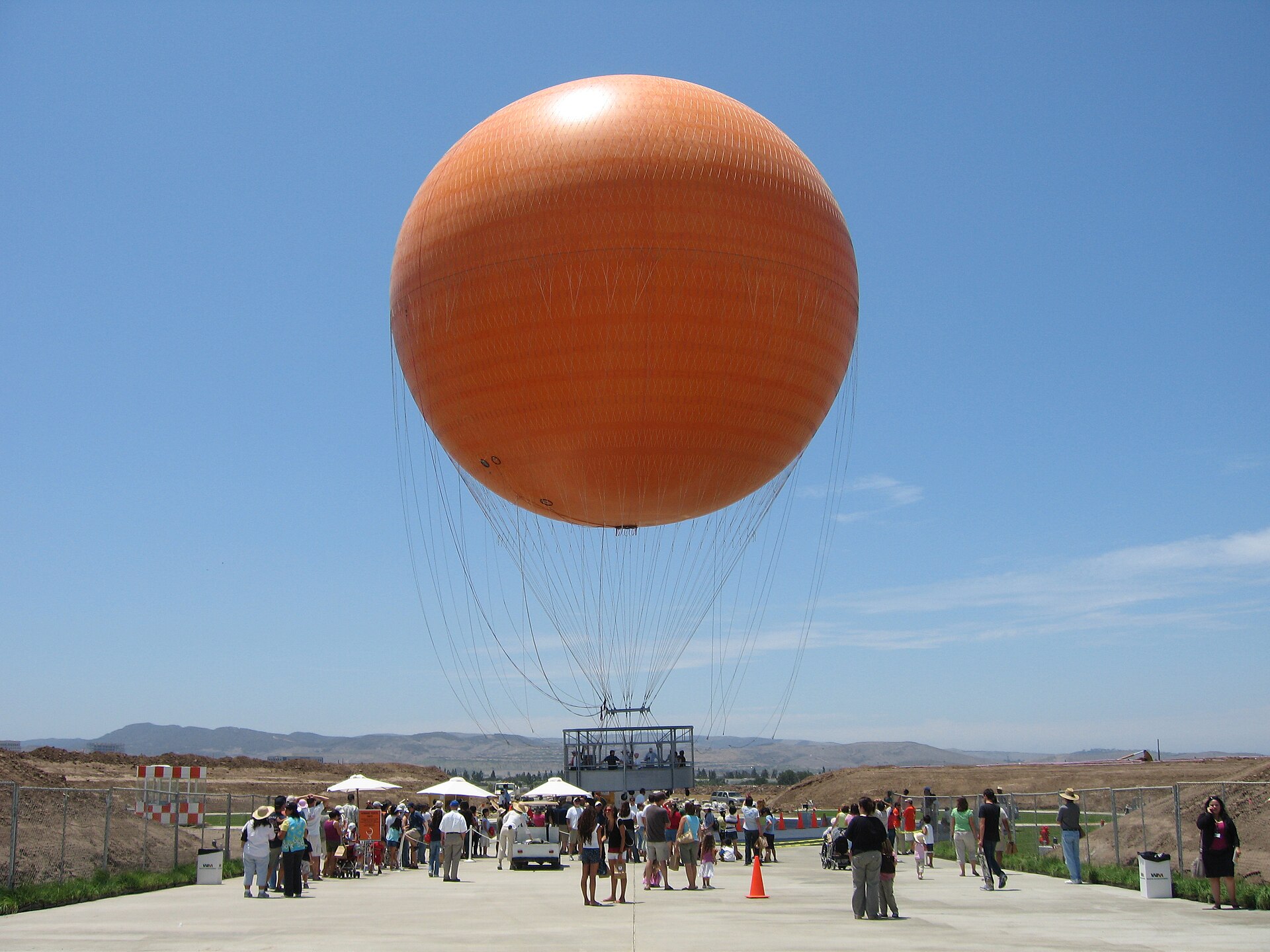 The orange tethered balloon at Orange County Great Park in Irvine