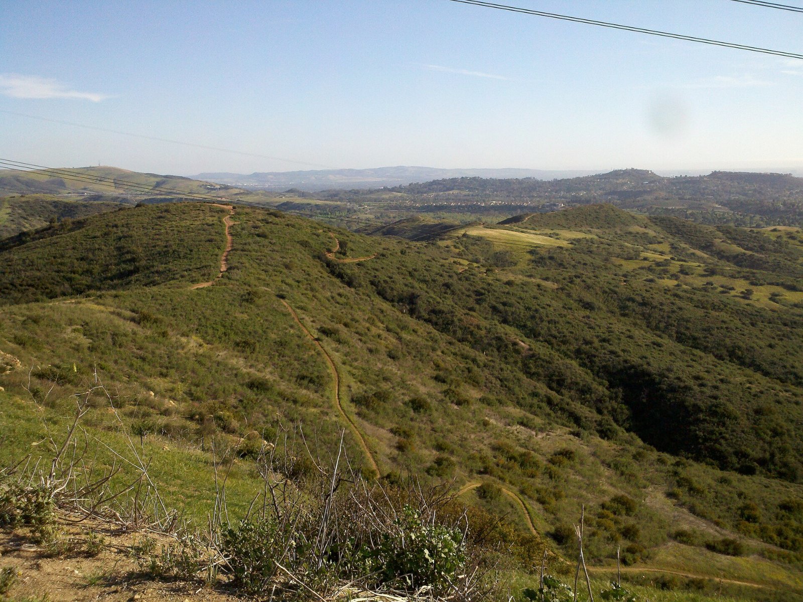 Chaparral-covered hills at Santiago Oaks Regional Park in Orange