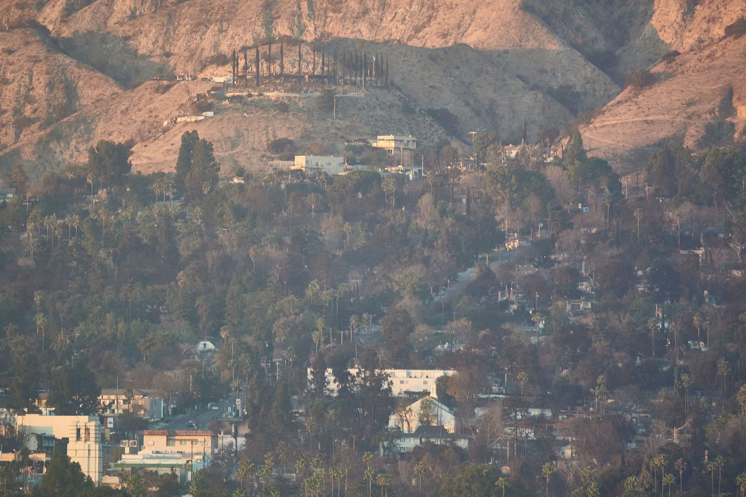 Burned homes in northern Altadena along Lake Avenue after the Eaton Fire
