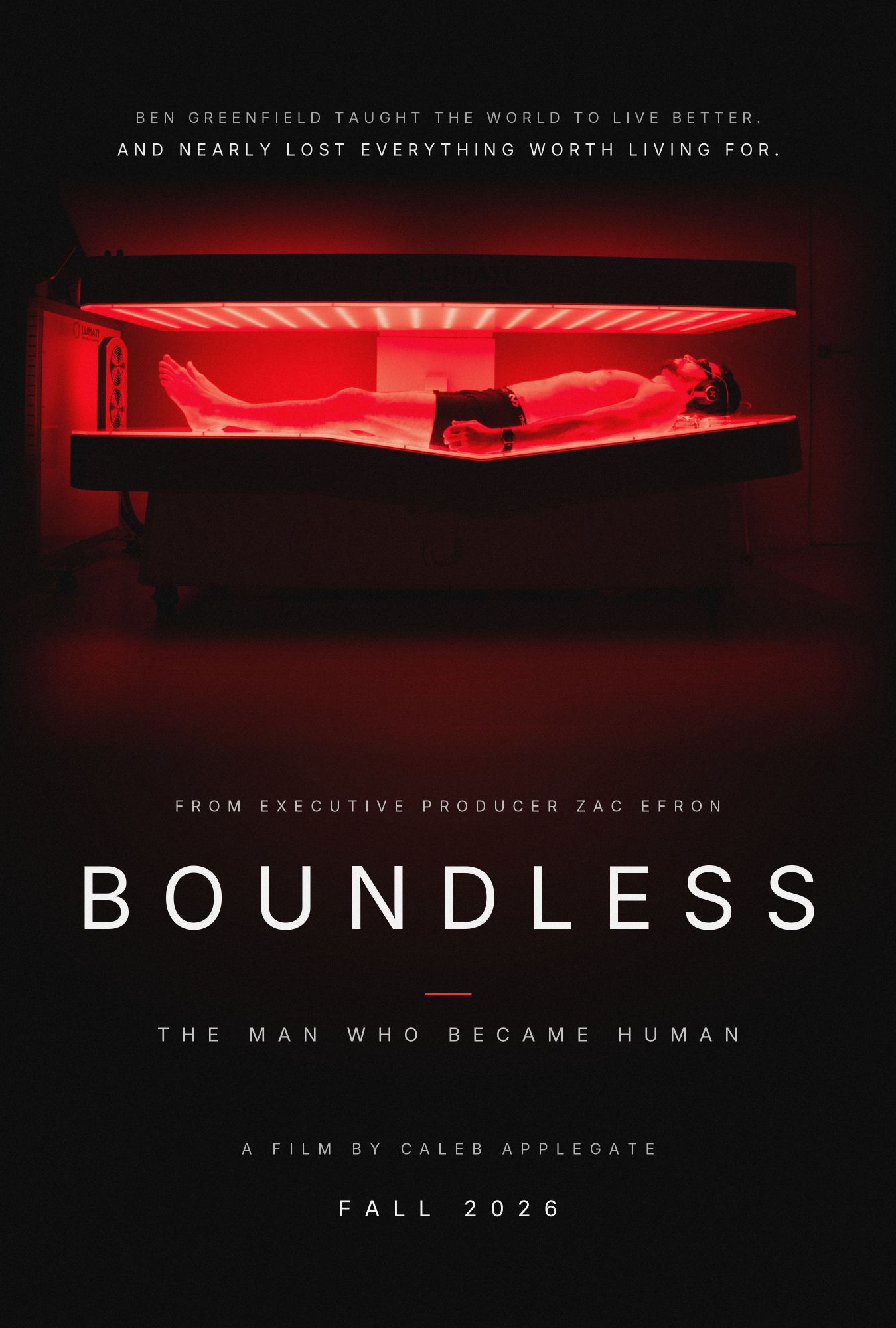 Poster for the documentary Boundless: The Man Who Became Human featuring Ben Greenfield