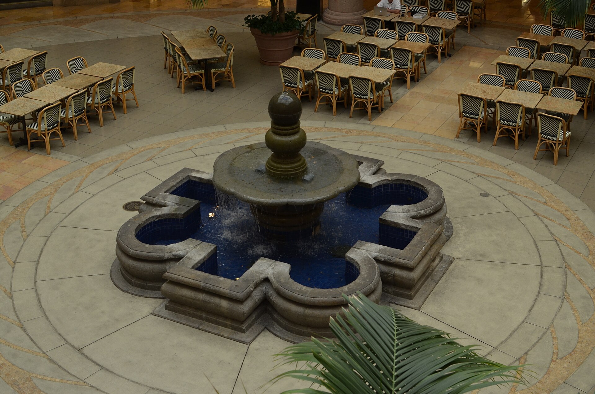 Atrium Court fountain at Fashion Island in Newport Beach