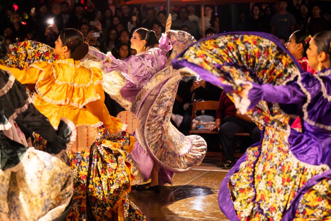 Ballet Folklorico dancers perform at UC Irvine's Día de los Muertos celebration at the Irvine Barclay Theatre